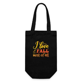 Autumn I love fall most of all - Geschenkbeutel für Flaschen - Schwarz - Vorne