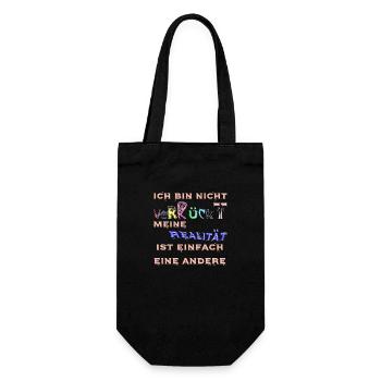 bin nicht verrückt, meine Realität ist eine andere - Geschenkbeutel für Flaschen - Schwarz - Vorne