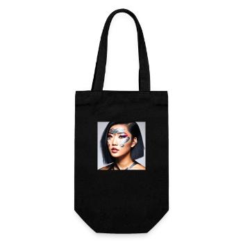 Female Face Tattoo Cyber Girl Retrofuturism - Gift Bag for Bottles - black - Front