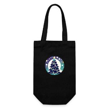 Weihnachten Geschenk Weihnachtsbaum Tannenbaum - Geschenkbeutel für Flaschen - Schwarz - Vorne