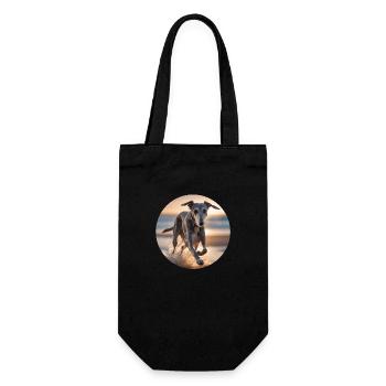 Lurcher on the Shoreline - Gift Bag for Bottles - black - Front