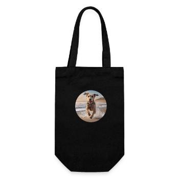 A Happy Dog at the Beach - Gift Bag for Bottles - black - Front