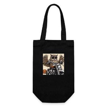 Rocker Eule - Geschenkbeutel für Flaschen - Schwarz - Vorne