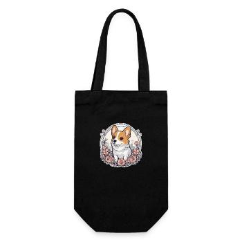 Corgi aux roses - Sac à bouteille - noir - Devant