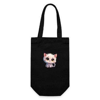 Cute white kitten - Gift Bag for Bottles - black - Front