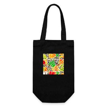 Tropische Früchte Mosaik - Geschenkbeutel für Flaschen - Schwarz - Vorne