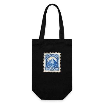 Elevation stamp: The peaks in blue - Gift Bag for Bottles - black - Front