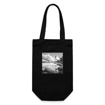 hongcity cayman islands black white beach - Geschenkbeutel für Flaschen - Schwarz - Vorne