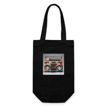old radio 90s style - Geschenkbeutel für Flaschen - Schwarz - Vorne