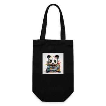 Music Panda - Geschenkbeutel für Flaschen - Schwarz - Vorne