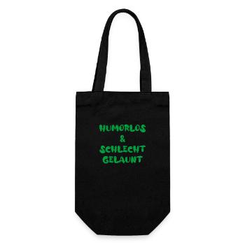humorlos & schlecht gelaunt - Geschenkbeutel für Flaschen - Schwarz - Vorne