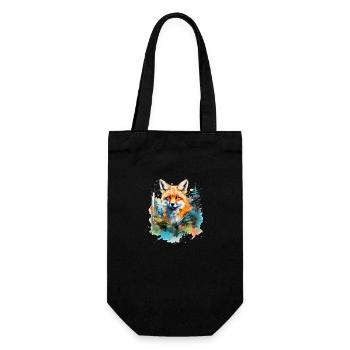 Rotfuchs, Aquarellfuchs - Geschenkbeutel für Flaschen - Schwarz - Vorne