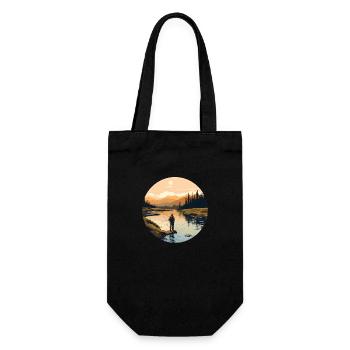 Ein Fliegenfischer in einem kanadischen Fluss - Geschenkbeutel für Flaschen - Schwarz - Vorne