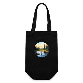 Ein Gemälde eines Fliegenfischers im Fluss - Geschenkbeutel für Flaschen - Schwarz - Vorne
