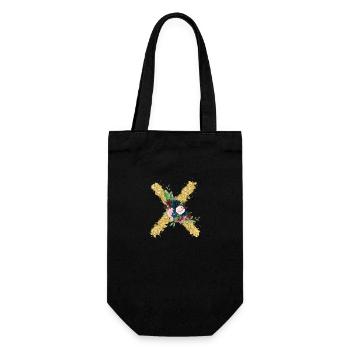 Letter x floral gold - Gift Bag for Bottles - black - Front