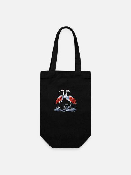 Two Japanese cranes - Gift Bag for Bottles - black
