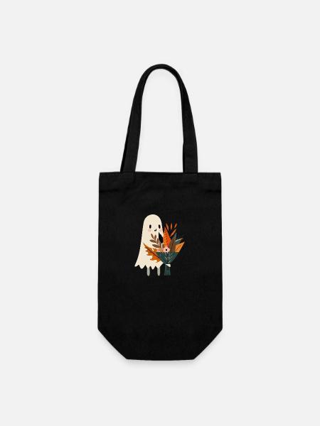 Fantôme avec bouquet de fleurs - Sac à bouteille - noir