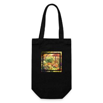Garten im Anime-Stil mit pflanzlicher Kraft - Geschenkbeutel für Flaschen - Schwarz - Vorne