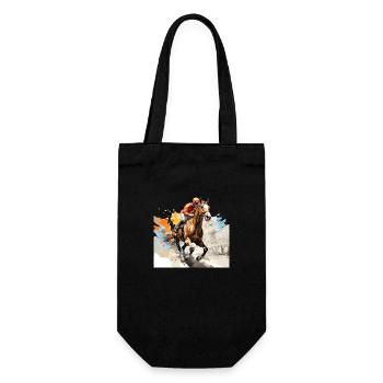 Pferd auf der Rennbahn - Geschenkbeutel für Flaschen - Schwarz - Vorne