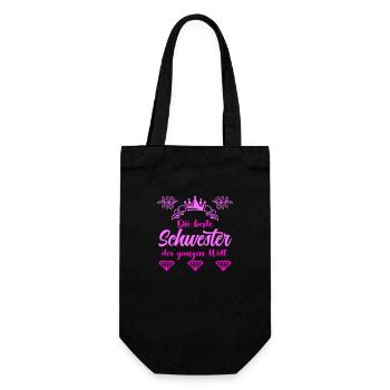 beste schwester - Geschenkbeutel für Flaschen - Schwarz - Vorne