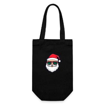 Cooles Weihnachtsmann Logo mit Sonnenbrille - Geschenkbeutel für Flaschen - Schwarz - Vorne