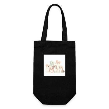 Hundeliebe in Aquarell - Geschenkbeutel für Flaschen - Schwarz - Vorne