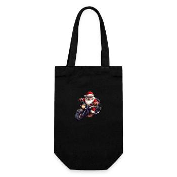 Funny cartoon Santa Clause on motorcycle - Gift Bag for Bottles - black - Front