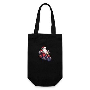 Funny cartoon Santa Clause on motorcycle - Gift Bag for Bottles - black - Front