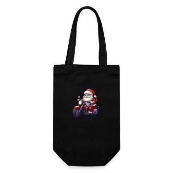 Funny cartoon Santa Clause on motorcycle - Gift Bag for Bottles - black - Front