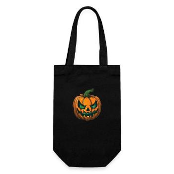 Halloween Citrouille Grimace Visage Yeux effrayants - Sac à bouteille - noir - Devant