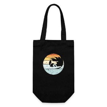 Surfer Surfbrett Runde Welle Vintage Surfen Strand - Geschenkbeutel für Flaschen - Schwarz - Vorne