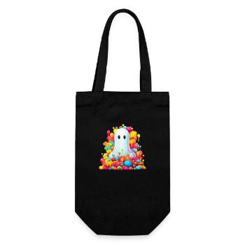 Cute Halloween ghost with candy - Gift Bag for Bottles - black - Front
