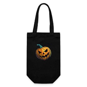 Grusliger Halloween Kürbis mit schaurigem Blick - Geschenkbeutel für Flaschen - Schwarz - Vorne