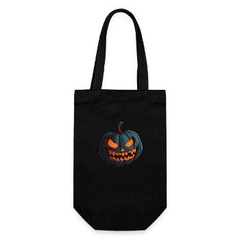 Pumpkin with spooky glowing Halloween eyes - Gift Bag for Bottles - black - Front