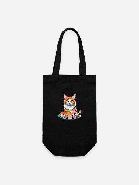 Sushi Katze - Geschenkbeutel für Flaschen - Schwarz