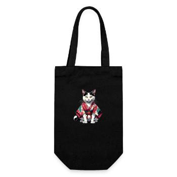 Kimono katze - Geschenkbeutel für Flaschen - Schwarz - Vorne