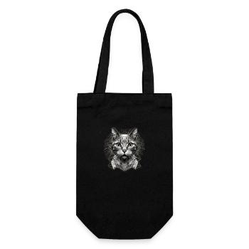 Geo_Katze_2 - Geschenkbeutel für Flaschen - Schwarz - Vorne