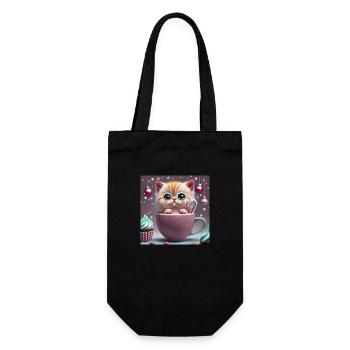 cat in a cup - Gift Bag for Bottles - black - Front