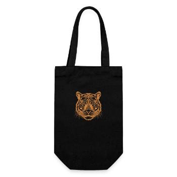 orangefarbener Tiger - Geschenkbeutel für Flaschen - Schwarz - Vorne