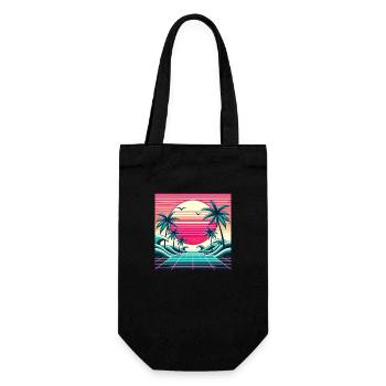Retro Wave 80s Sunset - Gift Bag for Bottles - black - Front