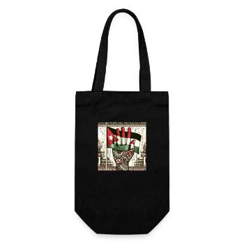 hand waving the Palestinian flag - Gift Bag for Bottles - black - Front