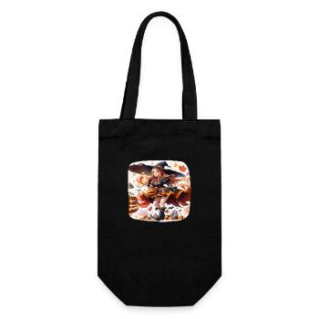 Zauberin Kürbis Spooky Spooky Gruselig Grausam - Geschenkbeutel für Flaschen - Schwarz - Vorne