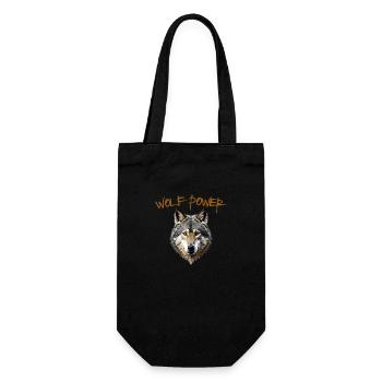 Wolf Power, die Kraft des Wolfes - Geschenkbeutel für Flaschen - Schwarz - Vorne