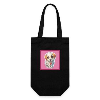 Dessin animé de chien 4 - Sac à bouteille - noir - Devant