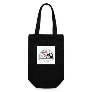 cat and dog - Gift Bag for Bottles - black - Front