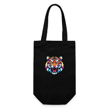 Illustration eines lebendigen Tiger-Logos - Geschenkbeutel für Flaschen - Schwarz - Vorne