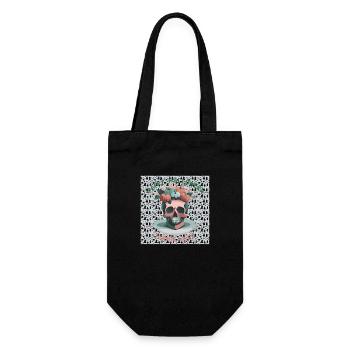 Happy Halloween Totenkopf + Kürbis | Horror Night - Geschenkbeutel für Flaschen - Schwarz - Vorne