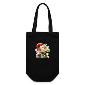Hässliche weihnachtselfe lustig niedlich - Geschenkbeutel für Flaschen - Schwarz - Vorne