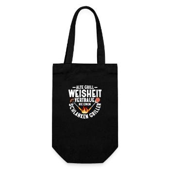 Alte Grill Weisheit Grillen BBQ Griller - Geschenkbeutel für Flaschen - Schwarz - Vorne