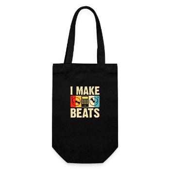 Ich mache Beats Lustiges Geschenk für DJ - Geschenkbeutel für Flaschen - Schwarz - Vorne
